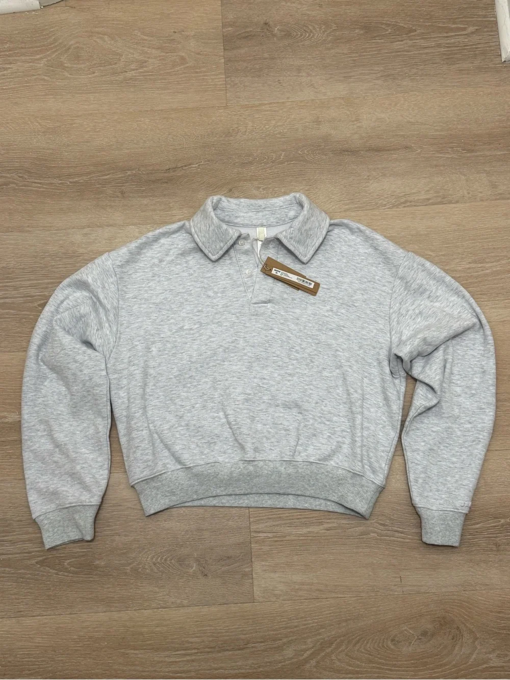 SKIMS Heather Gray Crewneck Polo Sweatshirt